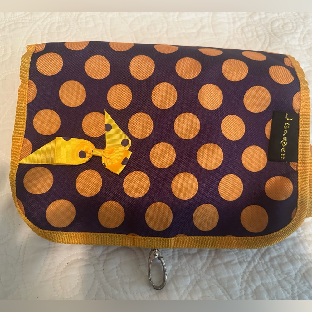 Purple and Gold Polka Dot- Hanging Toiletry Bag